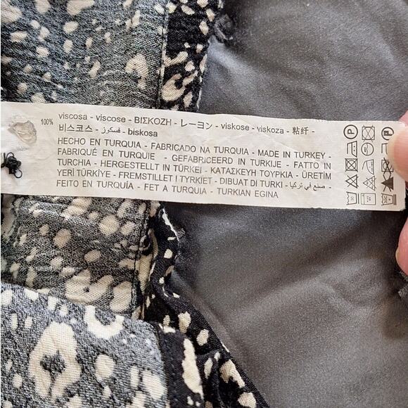 ZARA TRF Collection Shirt Women's XL Black Cream Spotted Rolled Faux Wrap Blouse - Picture 7 of 8